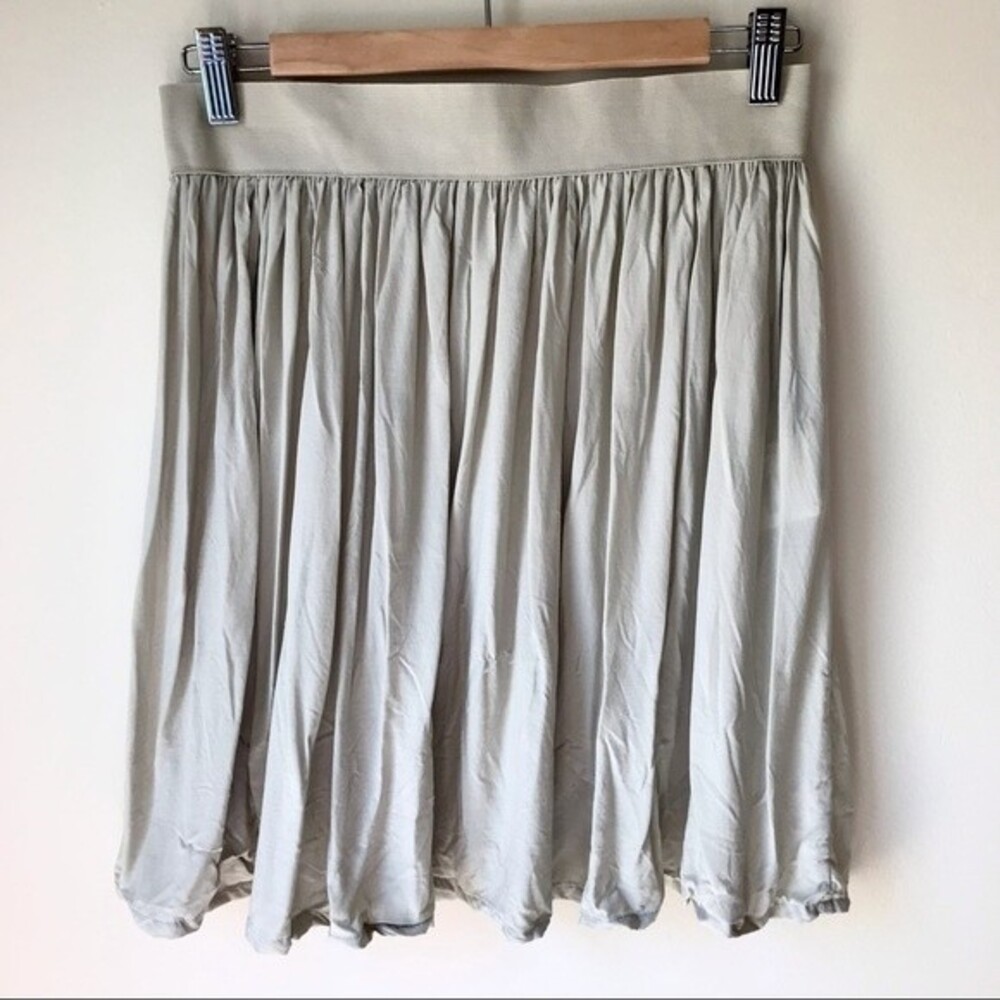 BODY ZONE Chiffon Skirt Knee Length Tan Pleated Y2K Flowy Summer